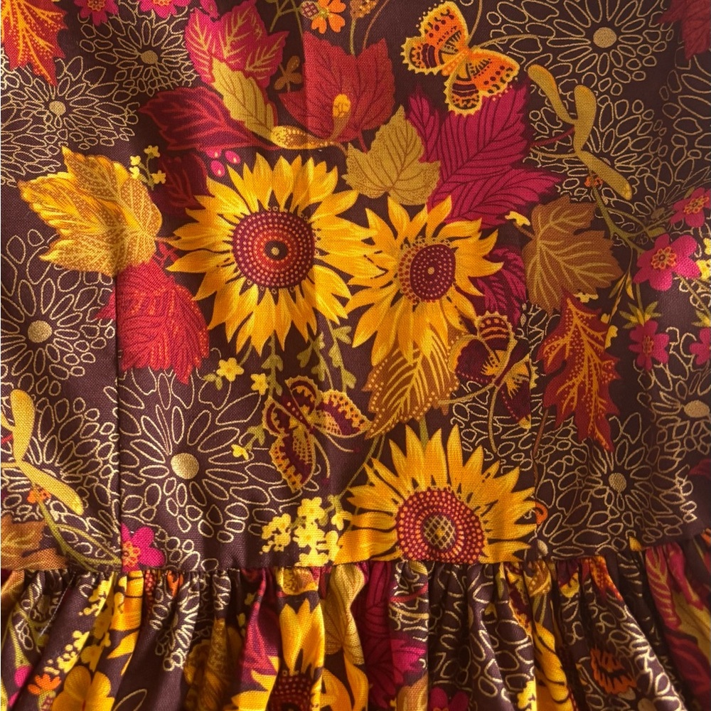 Miss Smarty Pants New Fall Hand Crafted Sunflower Dress Size 5 - Picture 2 of 4